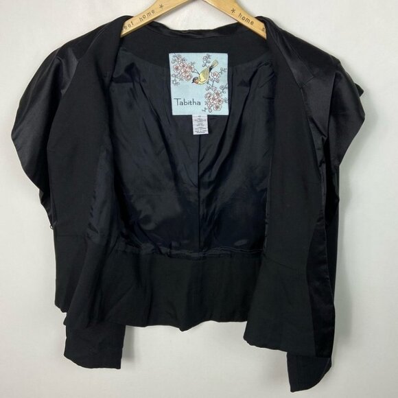 Anthropologie Drape100% Silk Black Blazer Size 12 Bohemian Hippie Jacket Tabitha - Picture 9 of 9